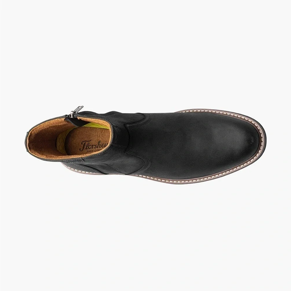 S73 NWT/NIB Florsheim NORWALK  Plain Toe Side Zip Boot Black 8.5
